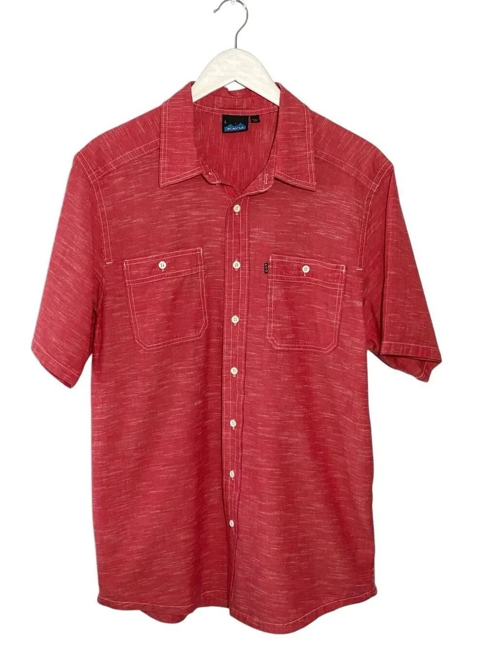 Kavu Jacksonville short sleeve button down shirt in Robust Red - L